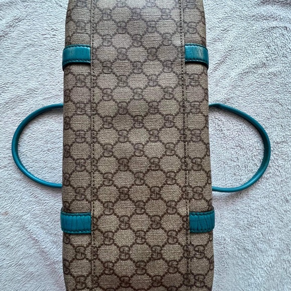 AUTHENTIC GUCCI BLUE COATED LEATHER Gg SUPREME TOTE BAG - Picture 5 of 16